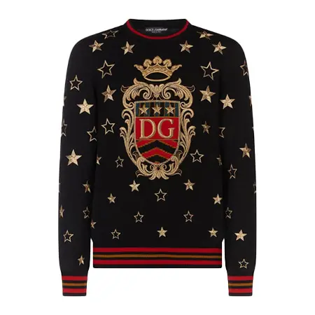 DOLCE & GABBANA(ドルチェ&ガッバーナ) 2019AW ニット カシミア エンブロイダリー GX550ZJAWSFS9000 ブラック