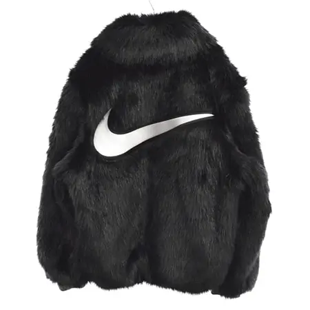 NIKE(ナイキ)×AMBUSH(アンブッシュ)18AW Reversible Faux Fur Coat バックロゴリバーシブルフェイクファーコート BLACK