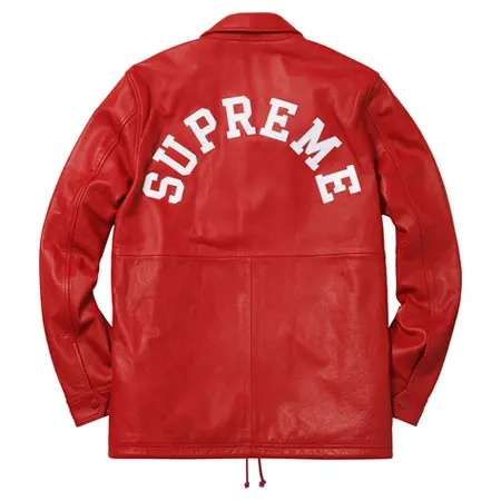 Supreme(シュプリーム)×Champion(チャンピオン)15AW Leather Coaches Jacket レザーコーチジャケット RED