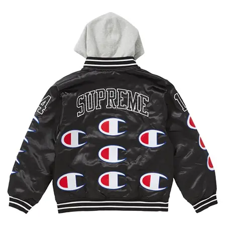 Supreme(シュプリーム)×Champion(チャンピオン)18SS Hooded Satin Varsity Jacket バーシティジャケット