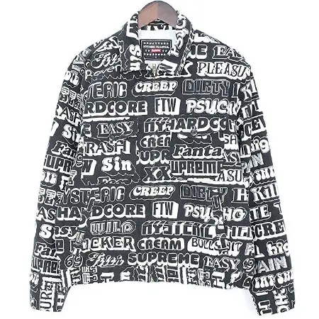 Supreme(シュプリーム)×HYSTERIC GLAMOUR(ヒステリックグラマー)17AW Text Work Jacket テキスト柄ジャケット