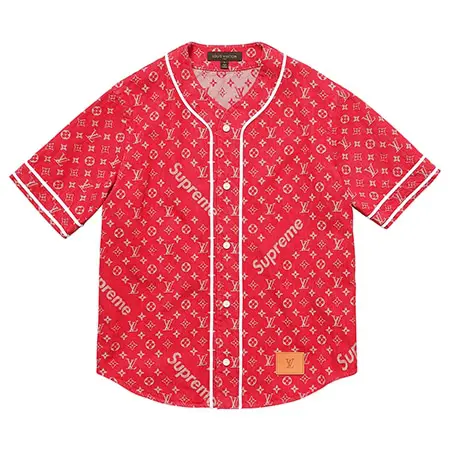 Supreme(シュプリーム)×Louis Vuitton(ルイヴィトン)17-18AW Jacquard Denim Baseball Jersey ベースボールシャツ