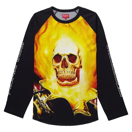 Supreme(シュプリーム)×VANSON(バンソン)19SS Ghost Rider Raglan L/S Top ベースボールシャツ