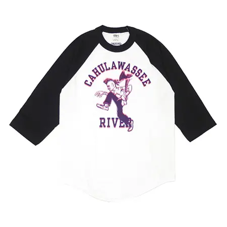 TENDERLOIN(テンダーロイン) RAGLAN 3/4 ラグラン 七分袖Tシャツ BLACKxWHITE