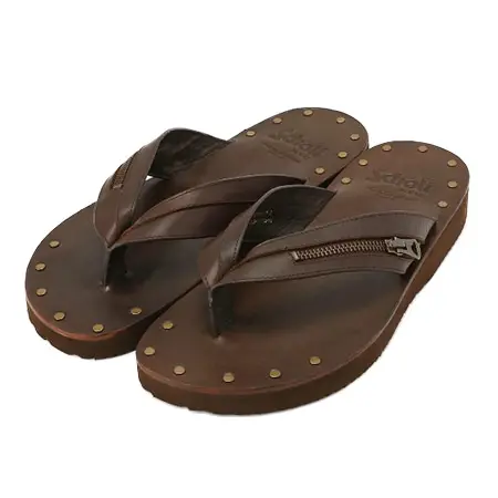 Schott(ショット) LEATHER RIDERS ZIP SANDAL/レザー ライダース ジップ サンダル BROWN