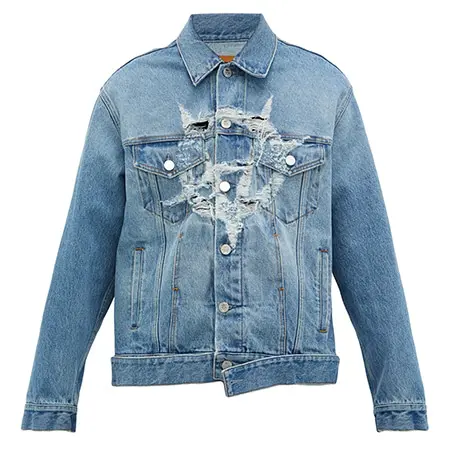 VETEMENTS(ヴェトモン) 19AW ANARCHY DISTRESSED-LOGO COTTON-DENIM JACKET