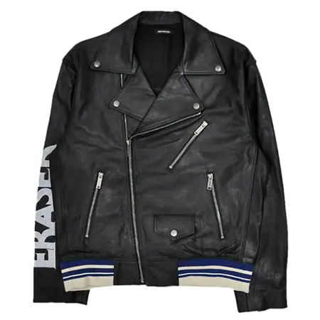 CHRISTIAN DADA(クリスチャンダダ) 18AW PRINT RIBBED LEATHER MOTORCYCLE JACKET