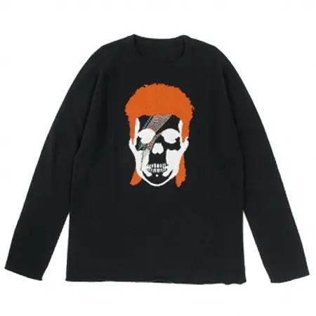 lucien pellat-finet (ルシアン ペラフィネ) David Bowie Skull Cashmere Sweater BLACK × NIVEOUS