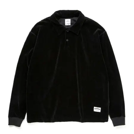 BEDWIN & THE HEARTBREAKERS(ベドウィン&ザハートブレイカーズ) L/S VELOUR POLO SHIRT “TOUSSAINT” ブラック