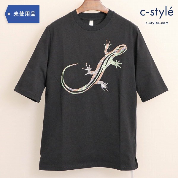 COTTWEILER(コットワイラー)SS18 Embroidered lizard t shirt トカゲ Tシャツ 刺繍 ブラック 黒