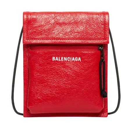 BALENCIAGA(バレンシアガ) エクスプローラー ポーチ ストラップ レザー ルージュ