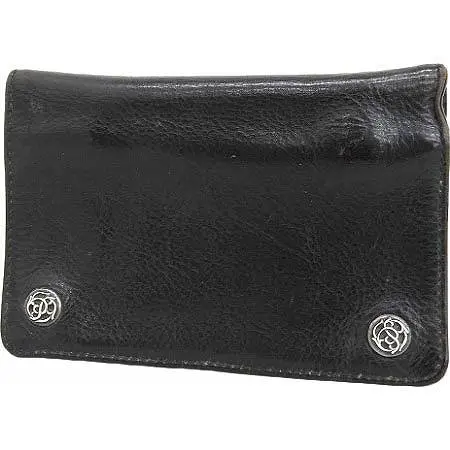 CHROME HEARTS(クロムハーツ)  2ジップ フローラルボタン 二つ折り財布 レザー×SV925