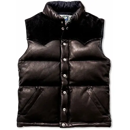 JOE McCOY(ジョーマッコイ) DOWN VEST レザー ダウンベスト ブラック 鹿革