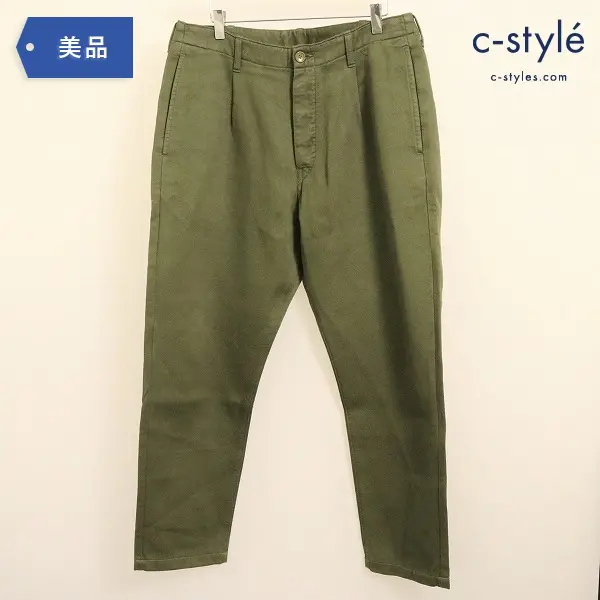 BRU NA BOINNE ブルーナボイン コットン ツイル タック テーパード パンツ 2 OLIVE 7391 厚手