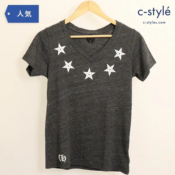 CHROME HEARTS クロムハーツ Vネック Tシャツ 半袖 Mサイズ DARK GREY プリント スター