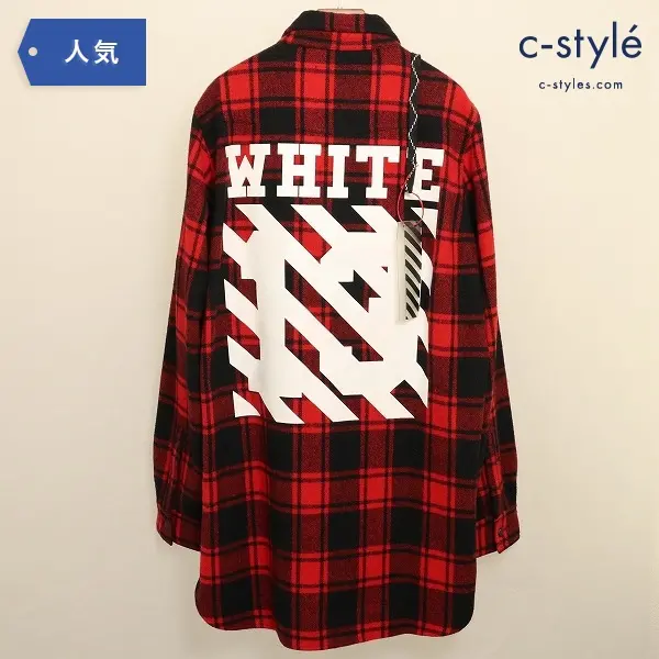 OFF-WHITE オフホワイト 14AW ナンバリング チェック シャツ レッド Mサイズ オーバーサイズ