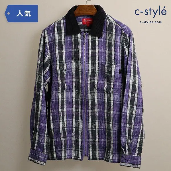 Supreme シュプリーム Plaid Thermal Zip Up Shirt ワッフル チェック サーマル ジャケット S