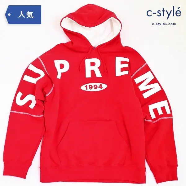 SUPREME シュプリーム ビッグロゴ プルオーバー パーカー レッド M 裏起毛 フーディー