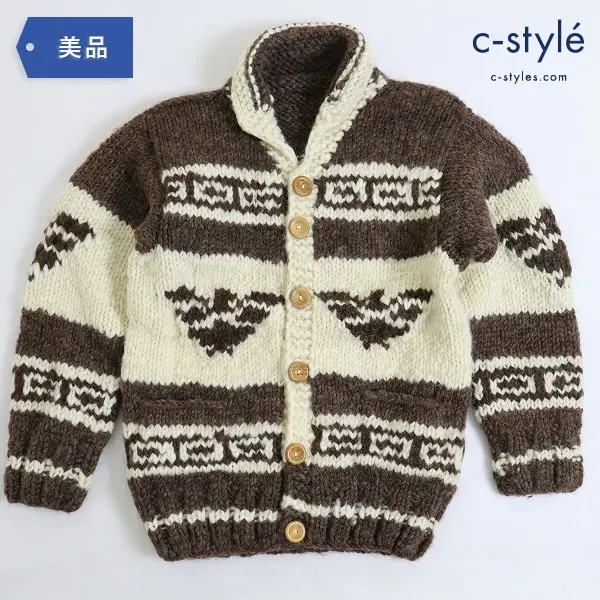 CANADIAN SWEATER COMPANY カナディアンセーター カウチン ニット カーディガン M 手編み