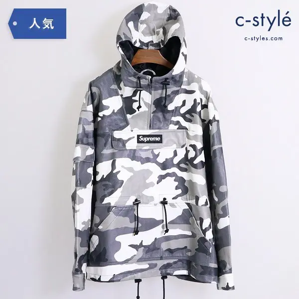 Supreme 18AW Leather Anorak Snow Camo sizeM レザー アノラック パーカー