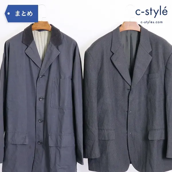 COMME des GARCONS HOMME コムデギャルソンオム コットンチェスターコート + チェックジャケット M 90年代