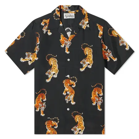 WACKO MARIA(ワコマリア) アロハシャツ WACKO MARIA X TIM LEHI HAWAIIAN TIGER SHIRT BLACK