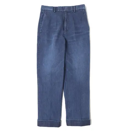 Text(テキスト) Flat Front Straight Trousers Ozone Wash