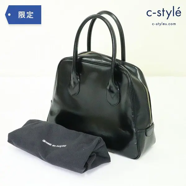 COMME des GARCONS コムデギャルソン 青山店限定 台形 ハンド バッグ 牛革 ブラック 日本製