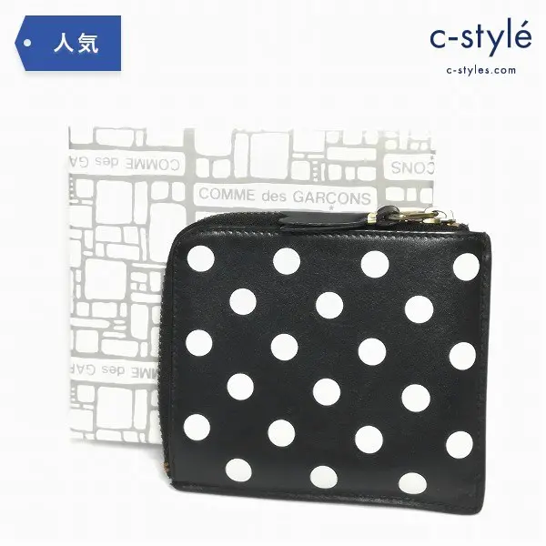 COMME des GARCONS コムデギャルソン 小銭入れ POLKA DOTS PRINTED SA3100PD ブラック レザー