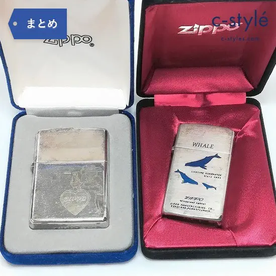 ZIPPO WHALE SLIM 2000年 XVI 刻印モデル スターリングシルバー 2点 オイルライター くじら