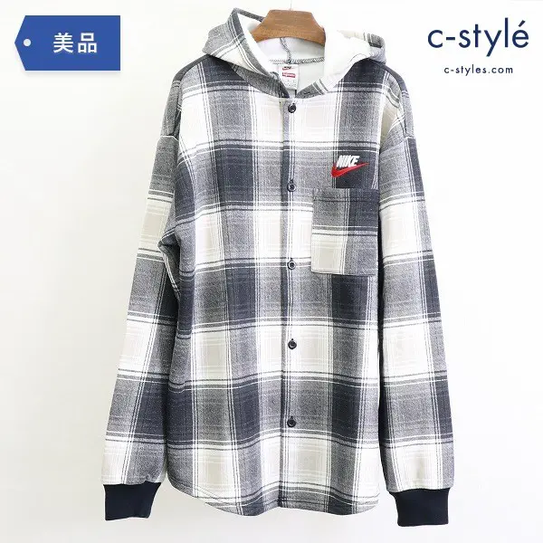 Supreme × NIKE Plaid Hooded Sweatshirt プレイド フーデット スウェット シャツ L コート