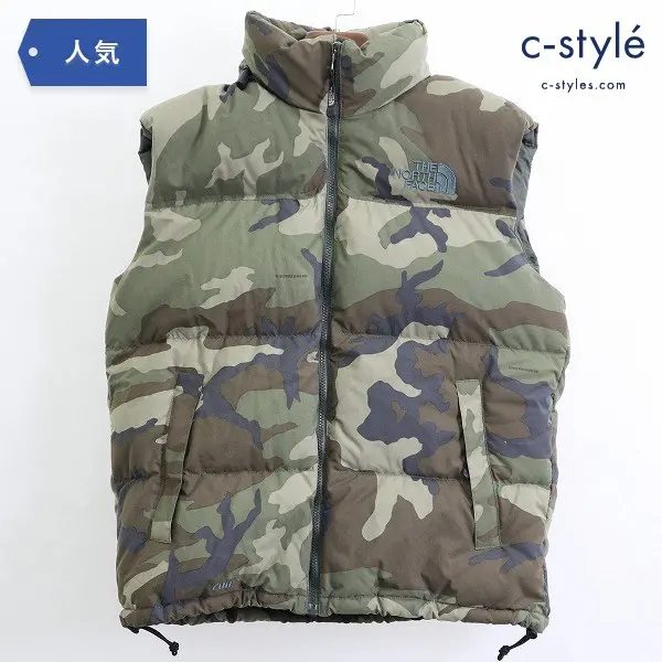 THE NORTH FACE ノースフェイス ヌプシ ダウン ベスト サイズL カモフラ柄 カーキ アウトドア