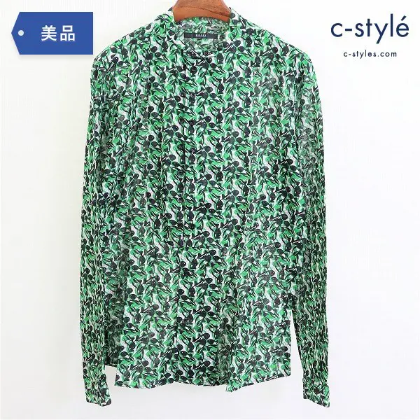 GUCCI グッチ スタンドカラー シャツ size38 魚柄 フィッシュ ブラウス イタリア製 レディース