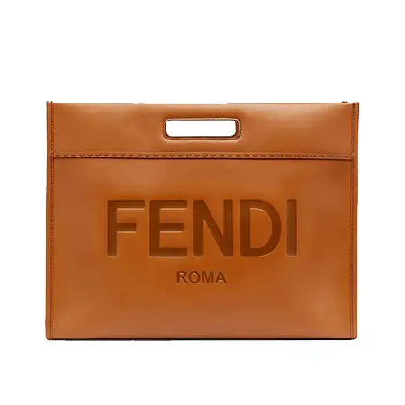 FENDI(フェンディ) バッグ ショッピングバッグ ブラウン レザーショッパー