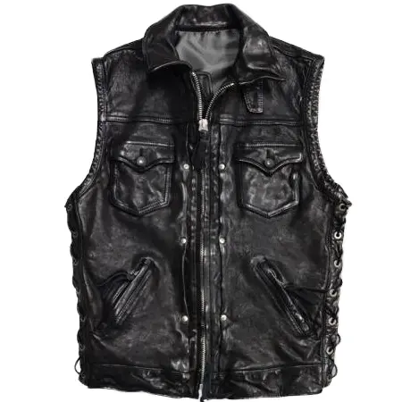 SKULL FLIGHT (スカルフライト) ベスト/LEATHER CLUB VEST “Sheep Skin” 襟有り/SFV19-002