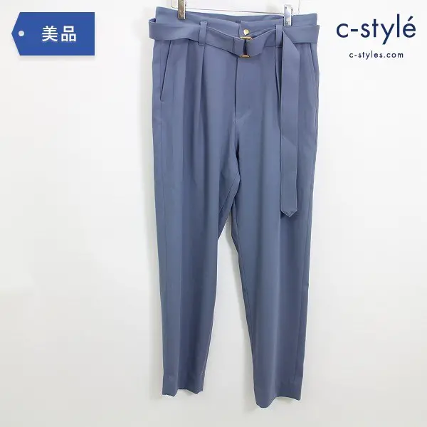 CULLNI クルニ 21SS ベルト タック スラックス パンツ size1 テーパード ブルー