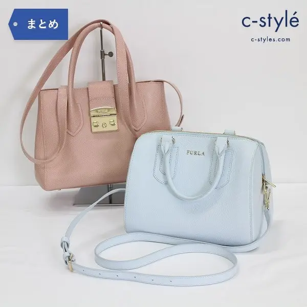 FURLA フルラ 2WAY ハンド バッグ 2点 ショルダー付 トート レザー カバン レディース