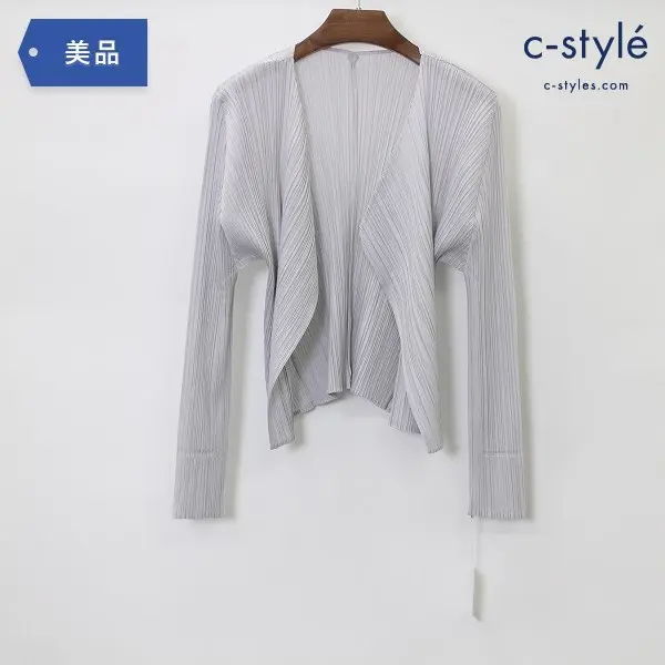 PLEATS PLEASE ISSEY MIYAKE プリーツプリーズ カーディガン size3 グレー レディース