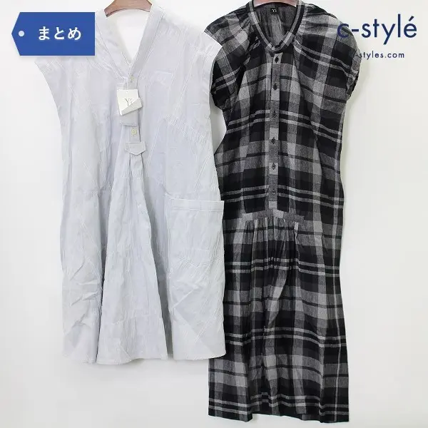 Y’s ワイズ ロング ワンピース size2 ノースリーブワンピース チェックワンピース ヨウジヤマモト