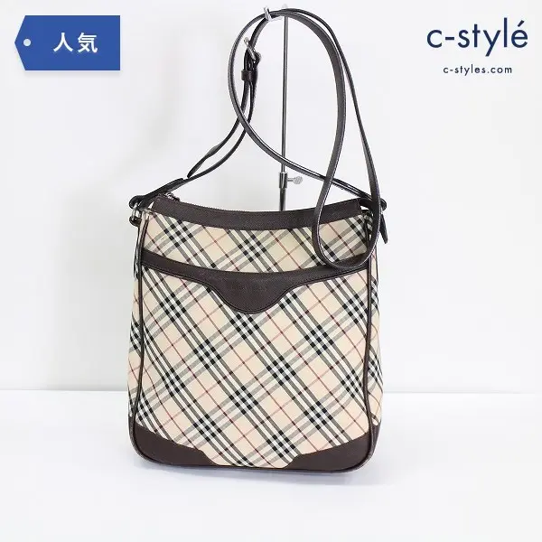 BURBERRY バーバリー ノバチェック ショルダー バッグ カバン キャンバス レザー レディース