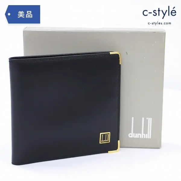 Dunhill ダンヒル 二つ折り財布 レザー ウォレット ブラック ロゴ シンプル メンズ