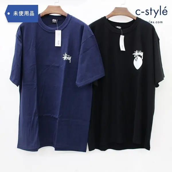STUSSY ステューシー 半袖 Tシャツ Lサイズ 2点 ロゴ プリント ネイビー ブラック
