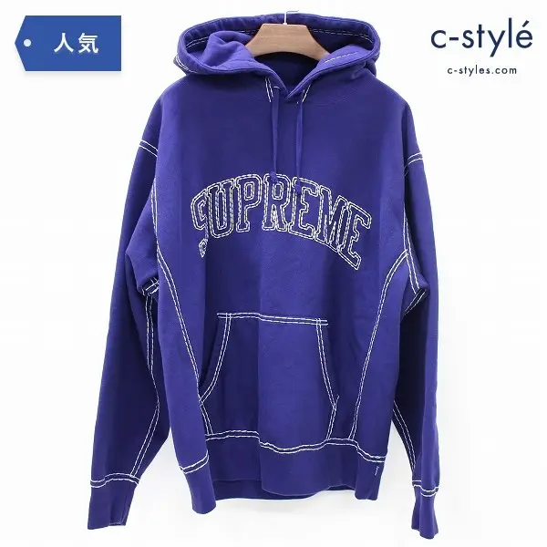 Supreme シュプリーム Big Stitch Hooded SweatShirt M パーカー パープル