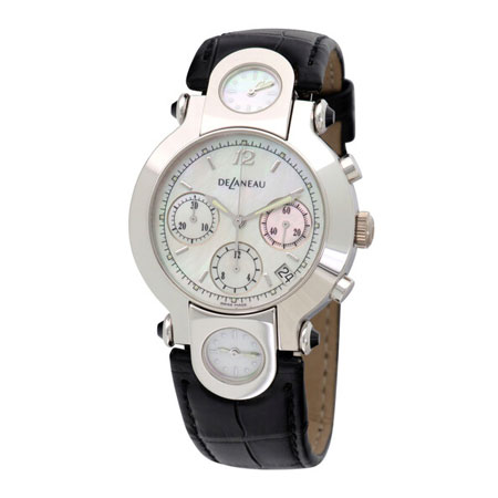 DELANEAU(デラノ) 3 Time Zones Mother of Pearl Dial Unisex Watch