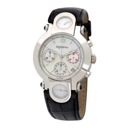 DELANEAU(デラノ) 3 Time Zones Mother of Pearl Dial Unisex Watch