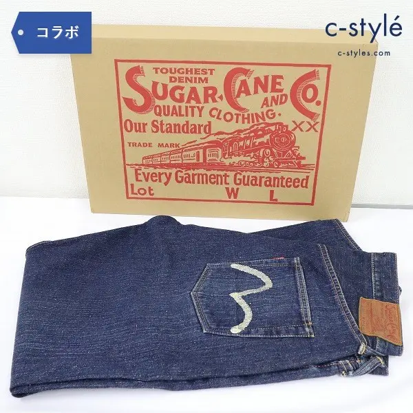 EVISU × SUGAR CANE Lot.SC42001 デニム パンツ W36 革パッチ 星