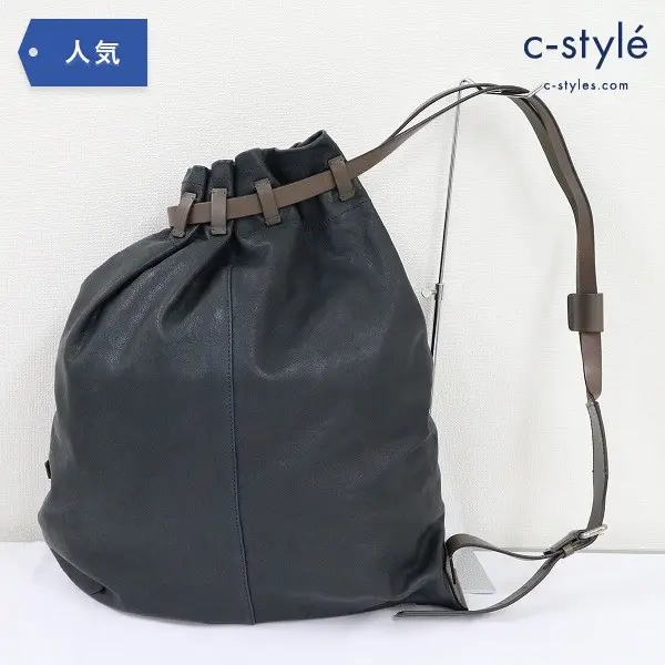 GIORGIO ARMANI ジョルジオ アルマーニ レザー 巾着 ショルダーバッグ カバン