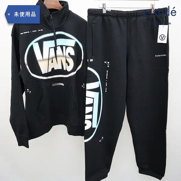 VANS × LQQK スウェット シャツ M + スウェット パンツ L オールドスクール ブラック 2点