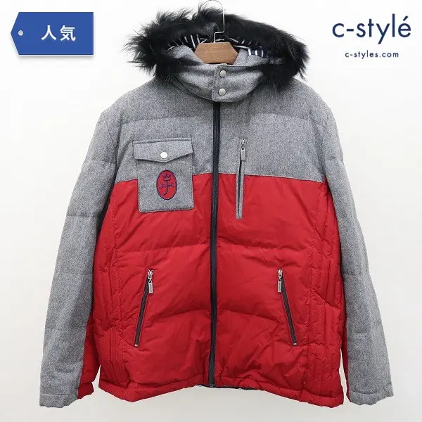 CASTELBAJAC カステルバジャック ダウンジャケット 50 グレー レッド ウール