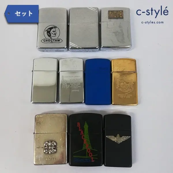 ZIPPO ジッポー オイルライター 計10点 スリム ブラック ブルー 女神 no.637